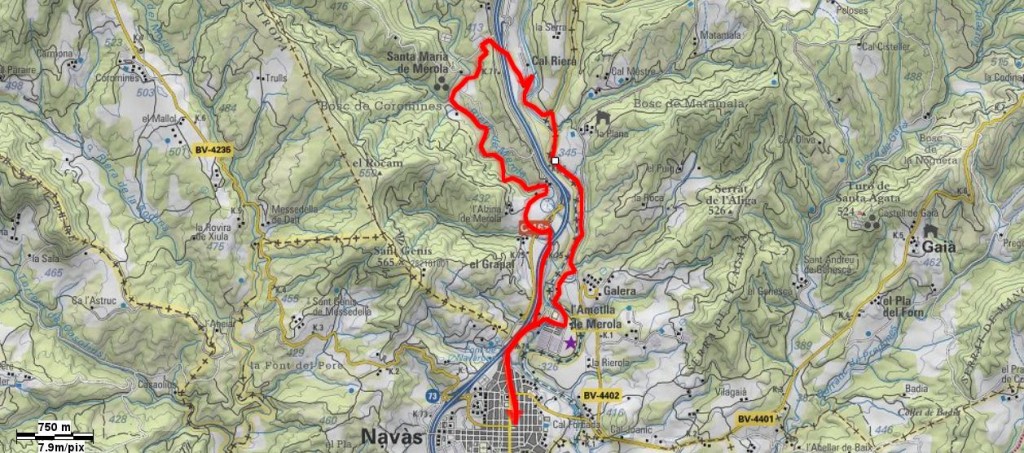 Mapa De Navàs a Merola i Cal Riera